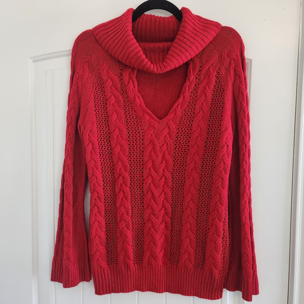 Soho New York & Company Red Turtle Neck Sweater Size Medium 💖